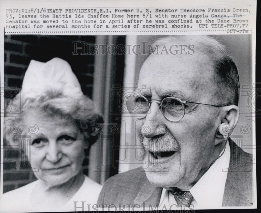 1963 Former US Sen. Theodore Francis Green w/ Nurse Angela Ganga-Historic Images