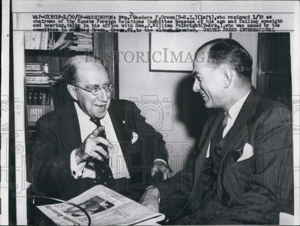 1959 Sen. Theodore Green with Sen. William Fulbright-Historic Images