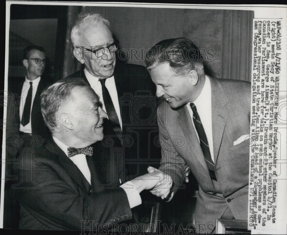 1960 Marc Drouin, Speaker of Canadian Senate & State Sec. Aiken-Historic Images
