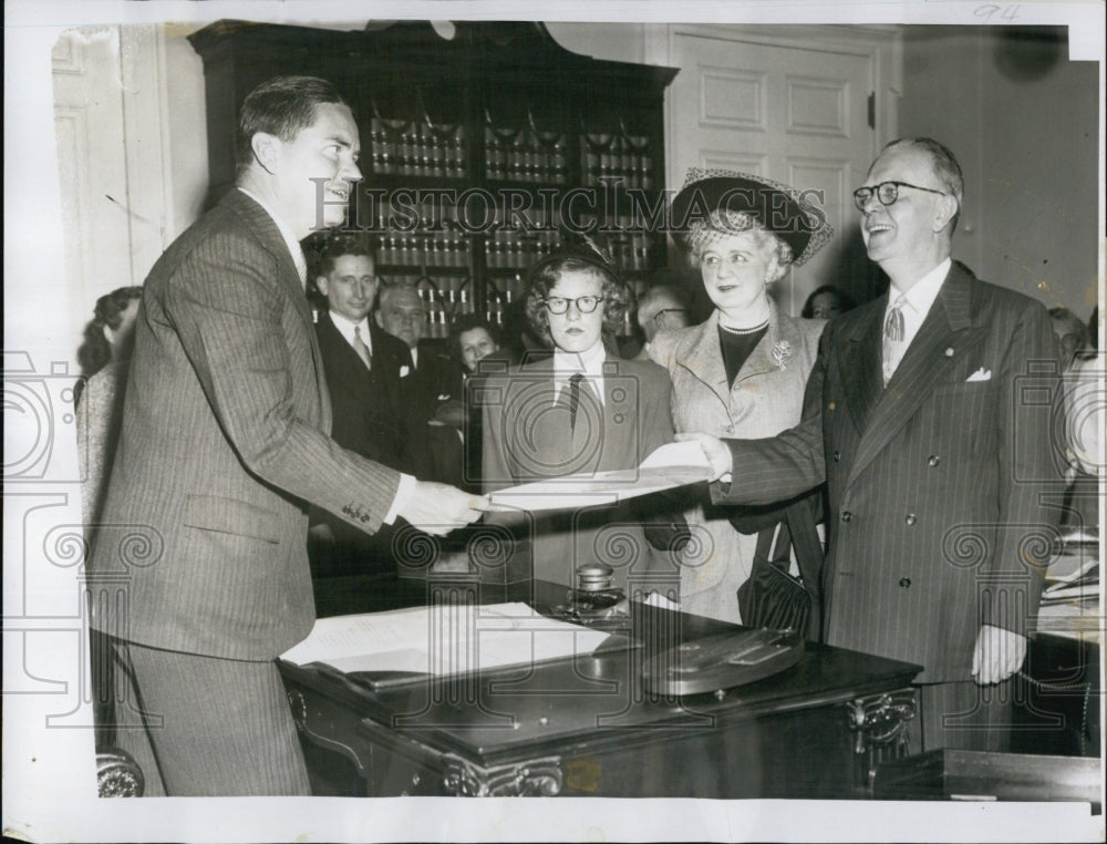 1948 Gov. Bradford, Judith O&#39;Day, Mrs. O&#39;Day &amp; Comm. Henry O&#39;Day-Historic Images