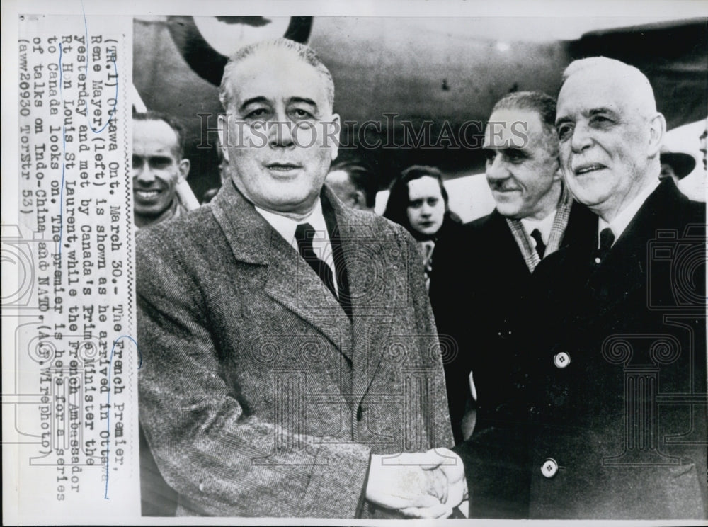 1953 French Premier Rene Mayer & Hon. Louis St. Laurent, Canada's PM-Historic Images