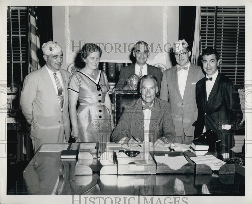 1955 The American Legion of Mass. with Gov. Christian A. Herter.-Historic Images