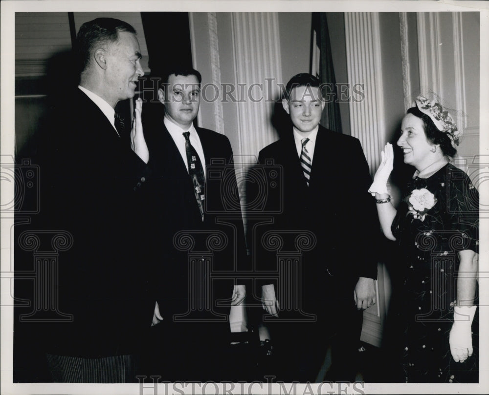 1954 Governor Herter & Mrs Oliver Being Sworn in Dir of Registration-Historic Images