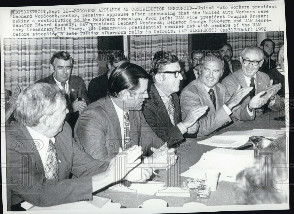 1972 Democratic Presidential Nominee McGovern UAW Contribution-Historic Images