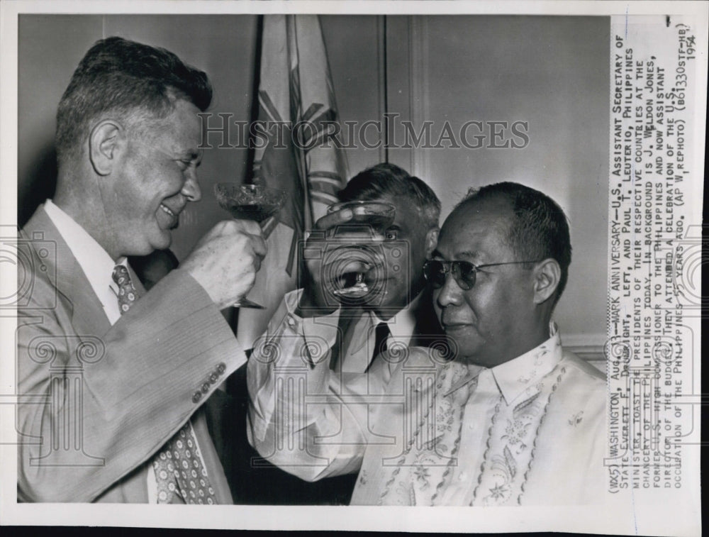 1954 US Asst Sec of State E Drumwright & P T Leuterio, Philippines-Historic Images