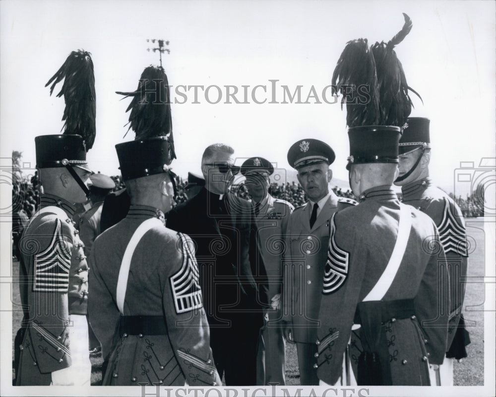 1965 Rev. George L.Dury of Boton College meets U.S. Military Cadets.-Historic Images