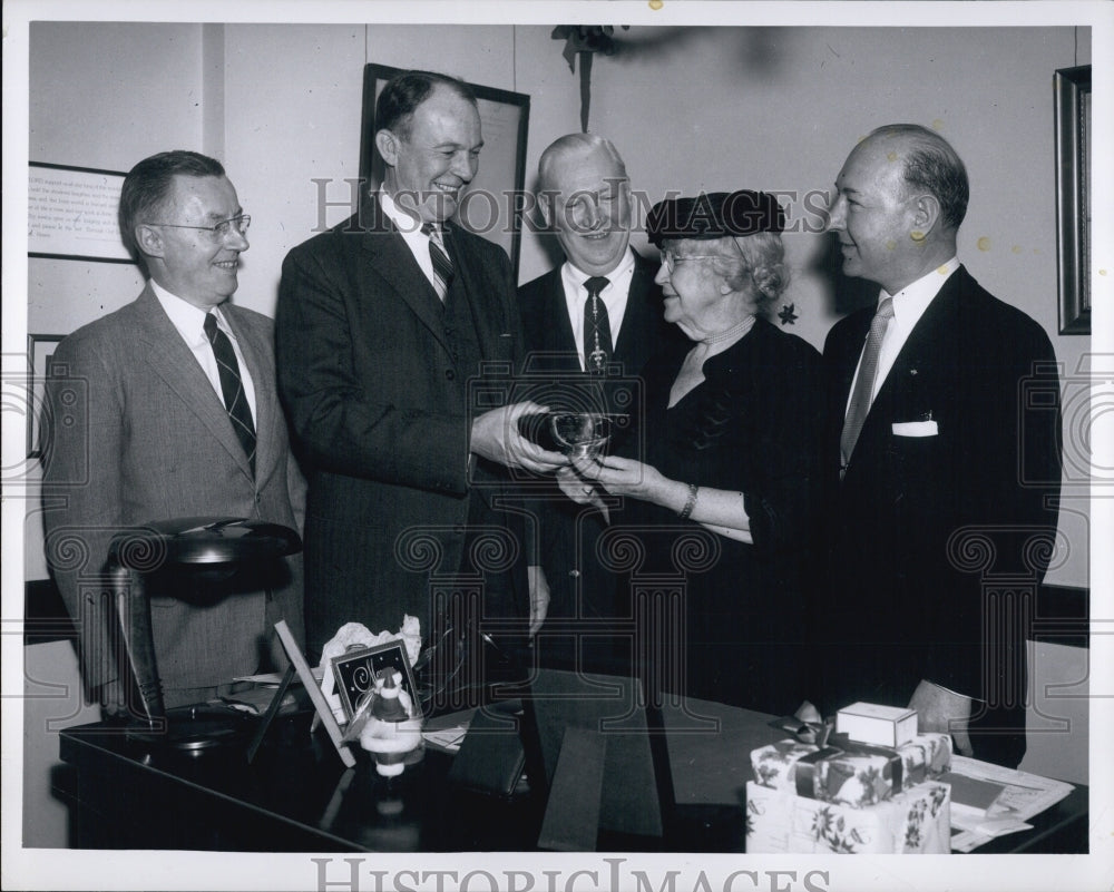 1956 VP of Shawmut Bank Thomas Ainslee & Replica of Paul Revere Bowl-Historic Images