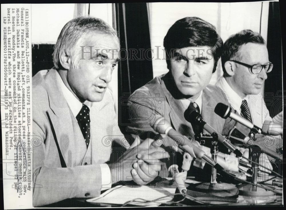 1975 Massachusetts Atty General Francis Bellotti Gov Michael Dukakis-Historic Images