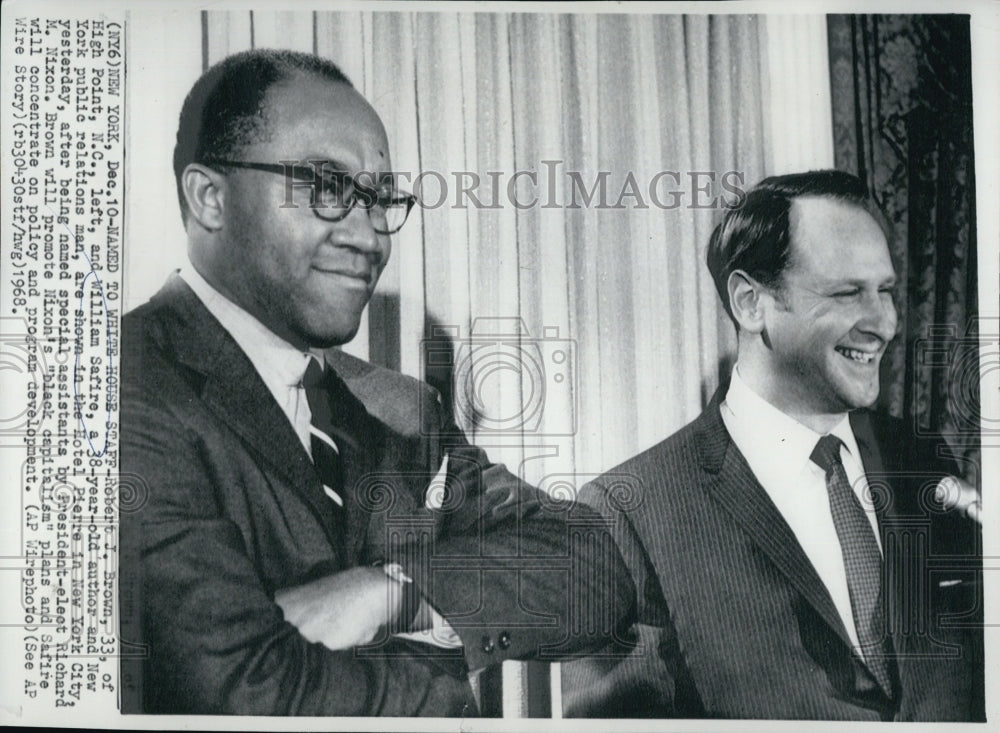 1968 Robert Brown, William Safire of White House in New York-Historic Images