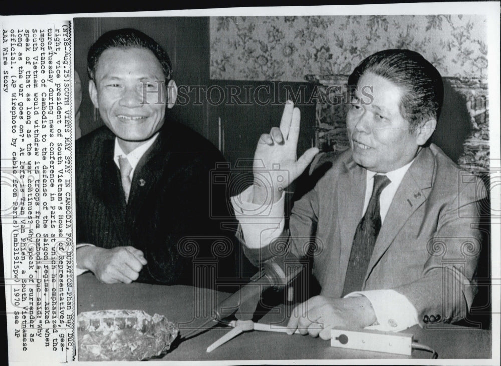 1970 South Vietnam House Leader Phan Huy Duc Tran Van Phien-Historic Images