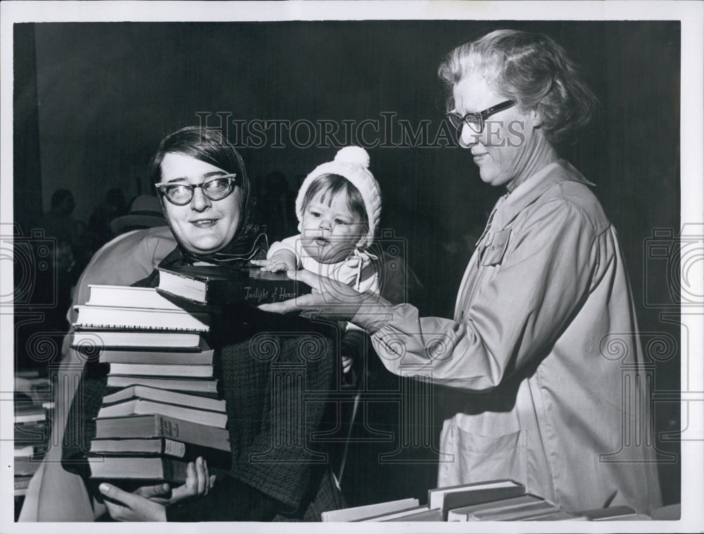 1965 Mrs William Driver Jr & Mrs Alekstrom & Eric Gathering Books-Historic Images