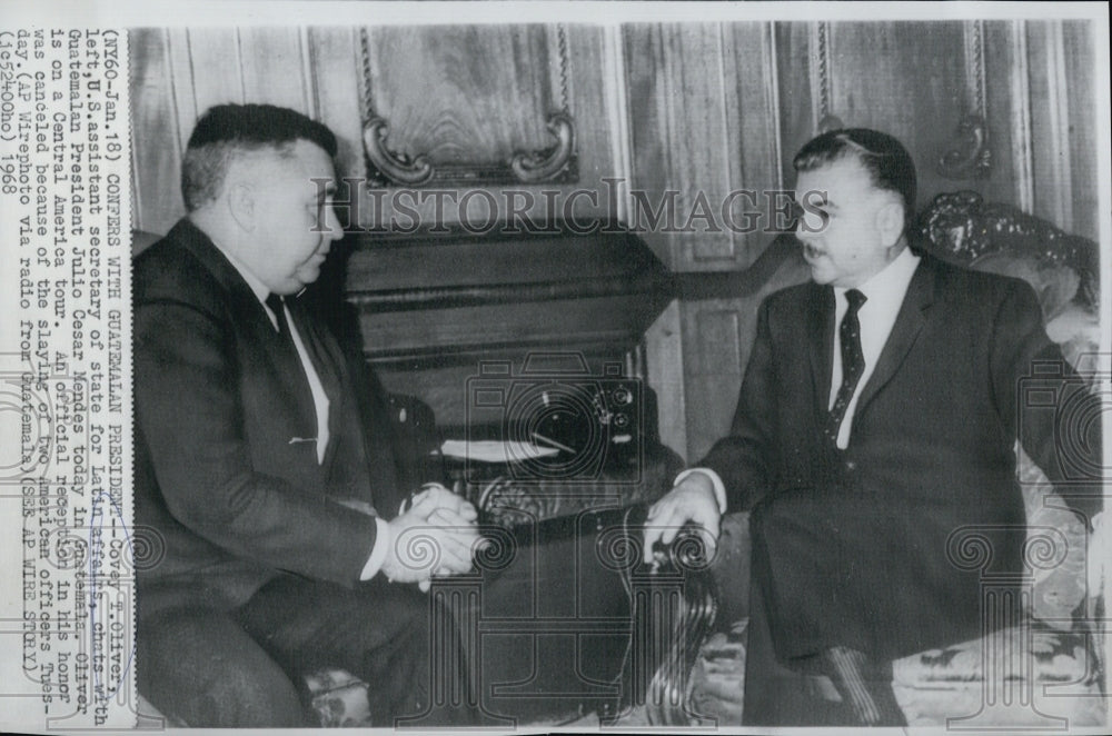 1968 Covey T Oliver,asst US Sec of State & Guatemalan Pres J Cesar-Historic Images