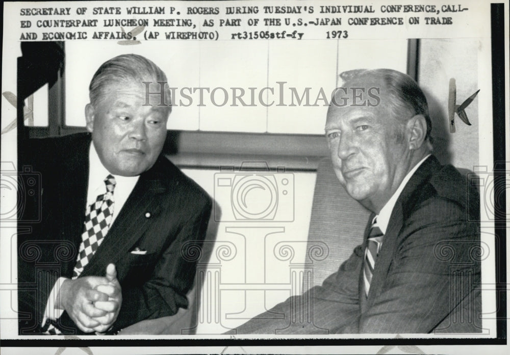 1973 Sec of State William P Rogers &amp; Japanese rep.-Historic Images