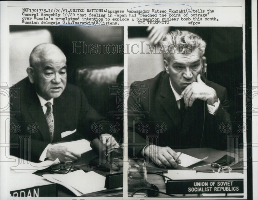 1961 Amb. Katsuo Okazaki at General Assembly of the UN-Historic Images