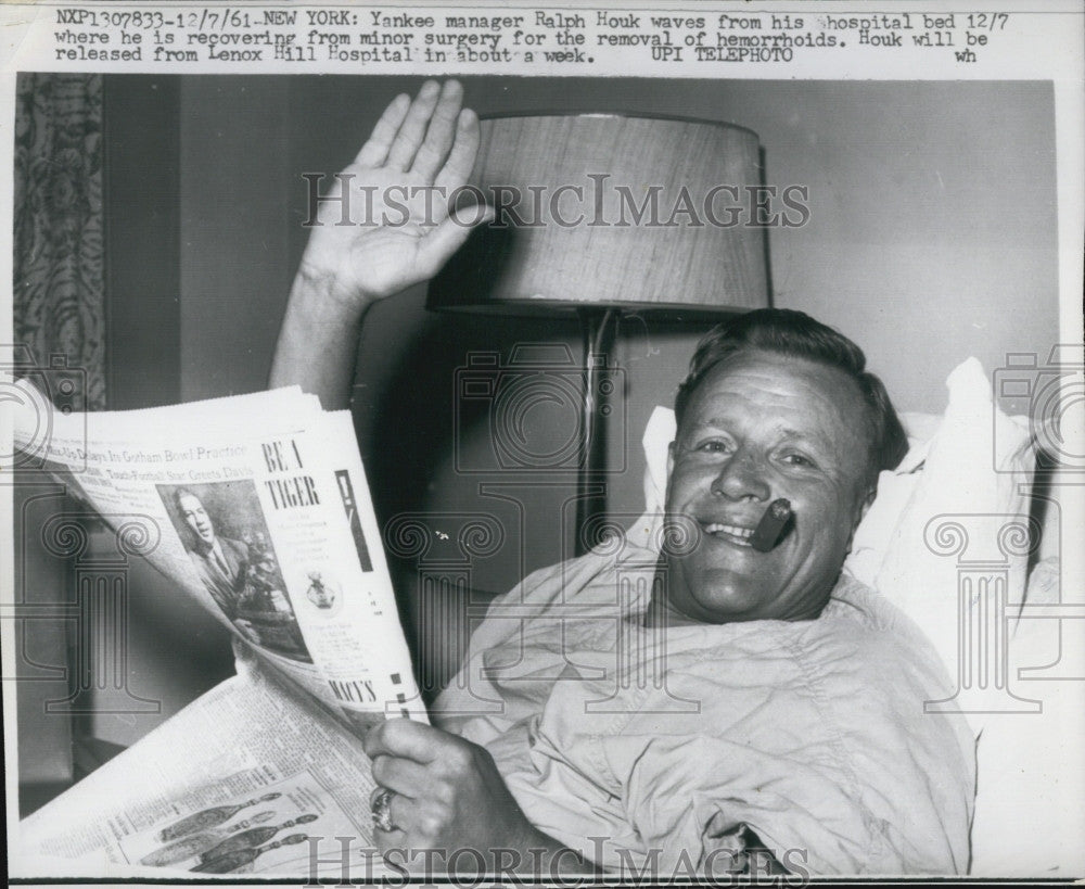 1961 Press Photo NY Yankee manager Ralph Houk in hospital - Historic Images