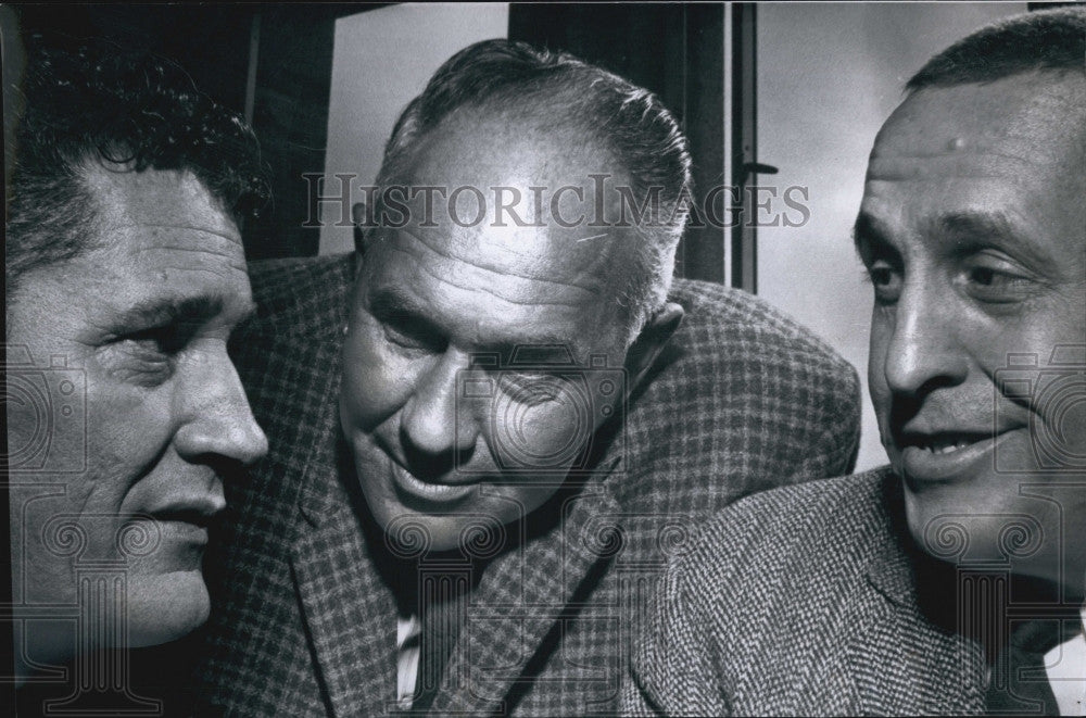 1961 Press Photo American Football Commissioner Joe Foss Met With Broncos Owners - Historic Images
