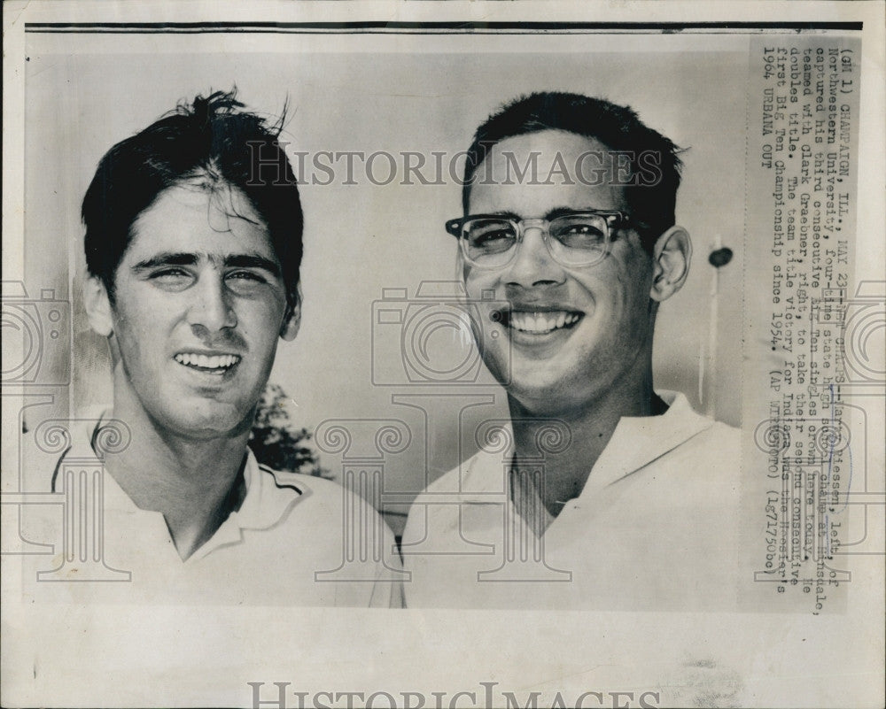 1964 Press Photo M Riessen &amp; C Graebner, Northwestern U tennis - Historic Images