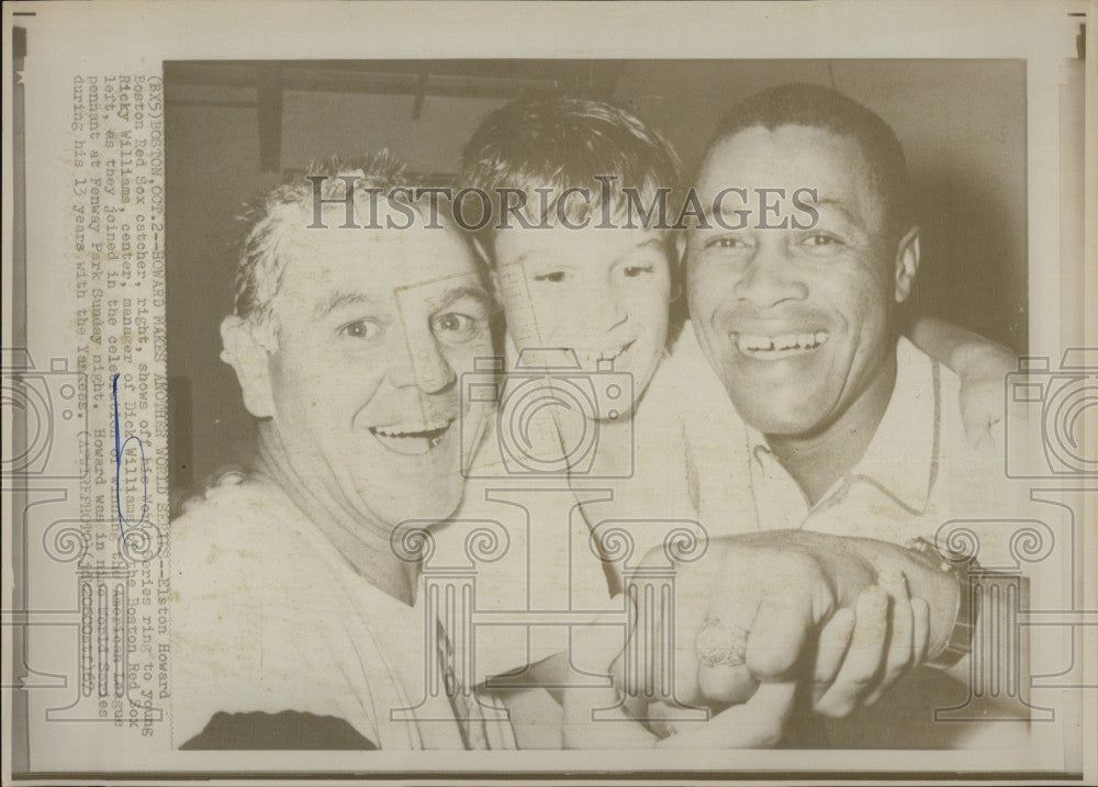 1967 Press Photo Elston Howard, Red Sox catcher,R Williams &amp; mgr D Williams - Historic Images