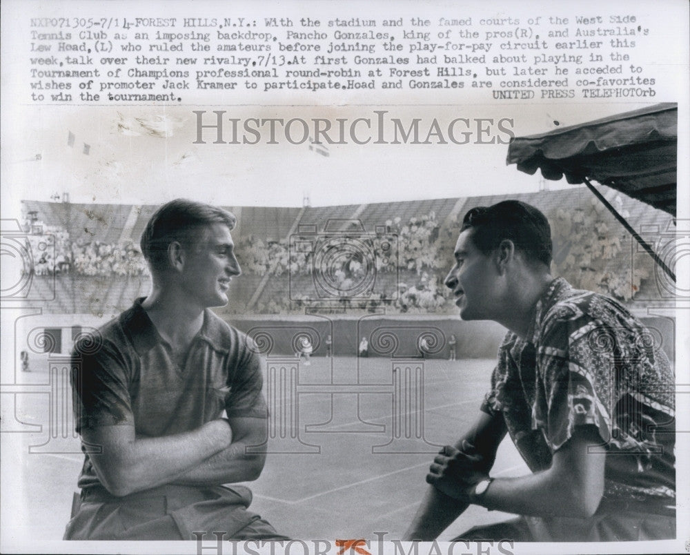 1957 Press Photo Pancho Gonzales And Lewis Hoad - Historic Images