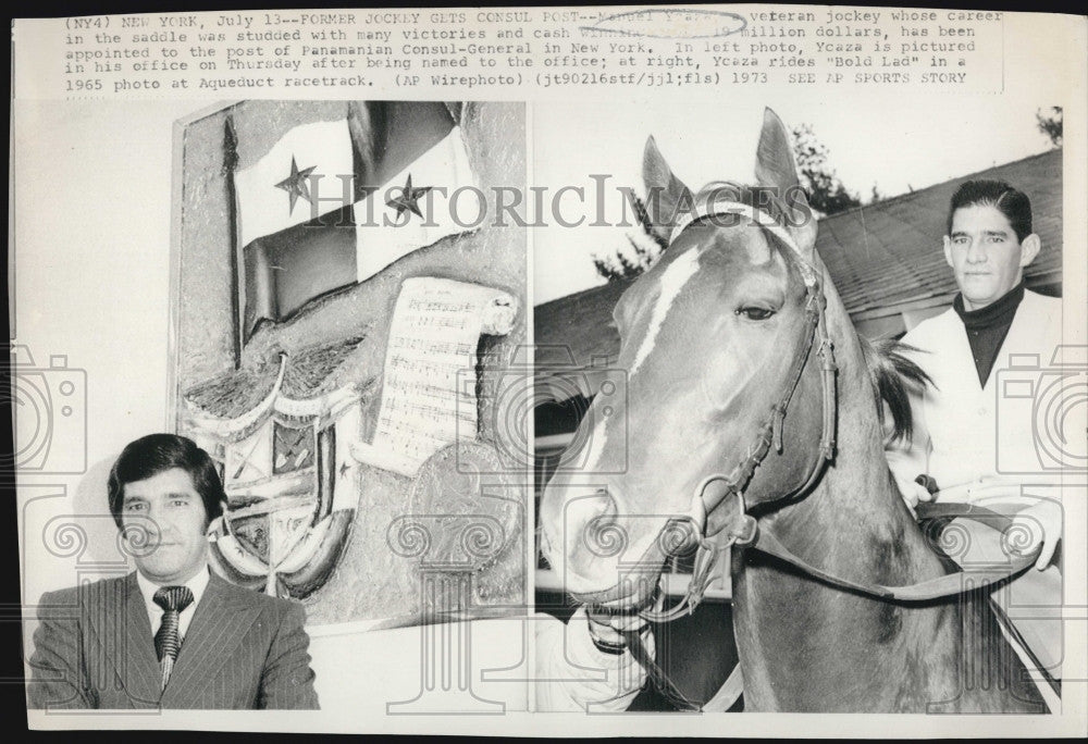 1973 Press Photo Jockey Manuel Y at Aqueduct race track - Historic Images