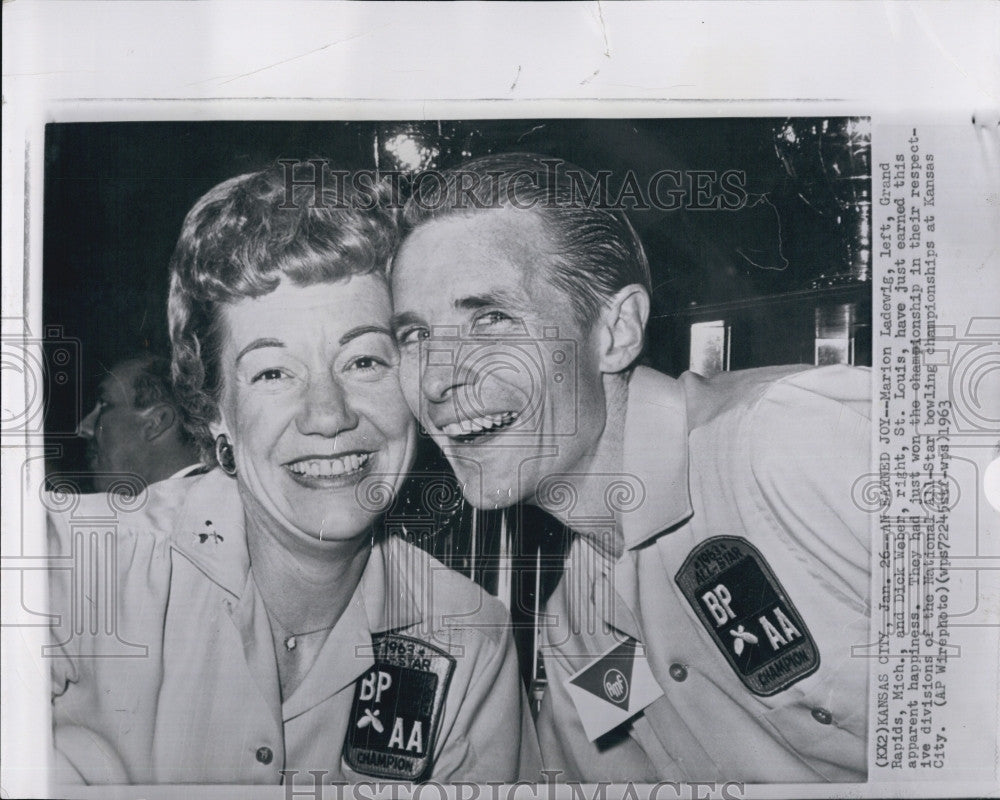 1963 Press Photo Professional Bowlers Marion Ladewig Dick Weber National - Historic Images