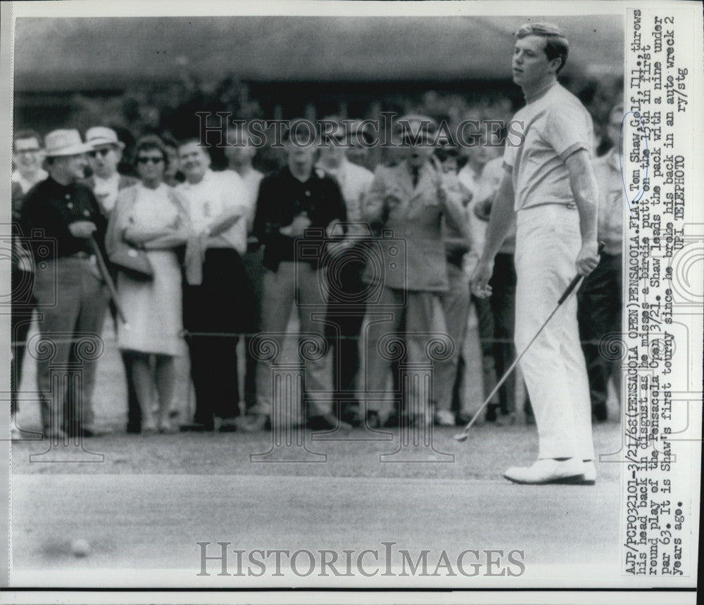 1968 Press Photo Pensacola Open Tom Shaw Misses Birdie Putt - Historic Images