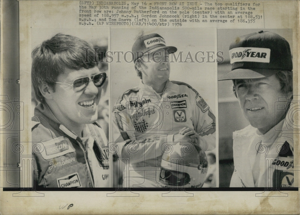 1976 Press Photo Racers Tom Sneva, Johnny Rutherford, and Gordon Johncock - Historic Images