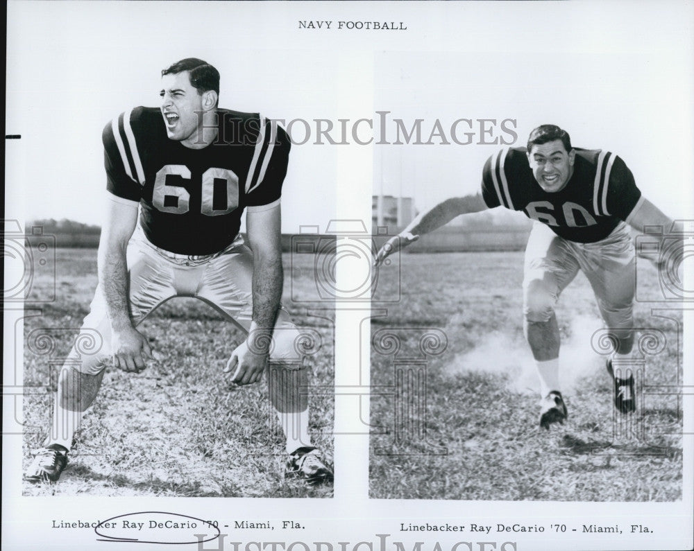 1969 Press Photo Navy Linebacker Ray DeCarlo Miami Florida - Historic Images