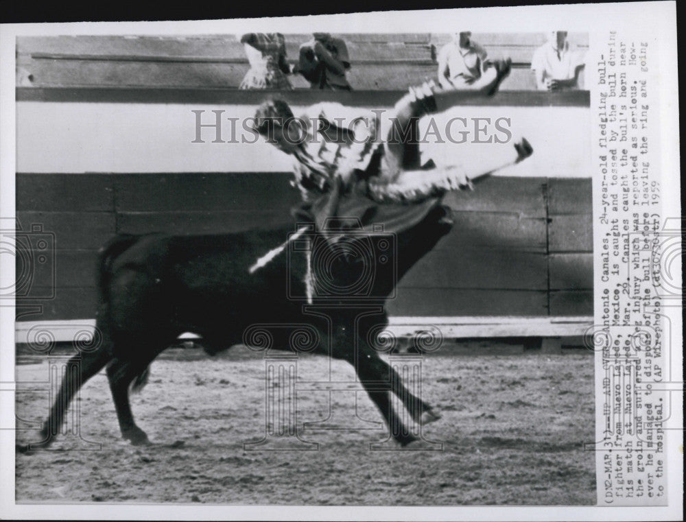 1959 Press Photo Antonio Canales, fledgling bull fighter from Mexico. - Historic Images