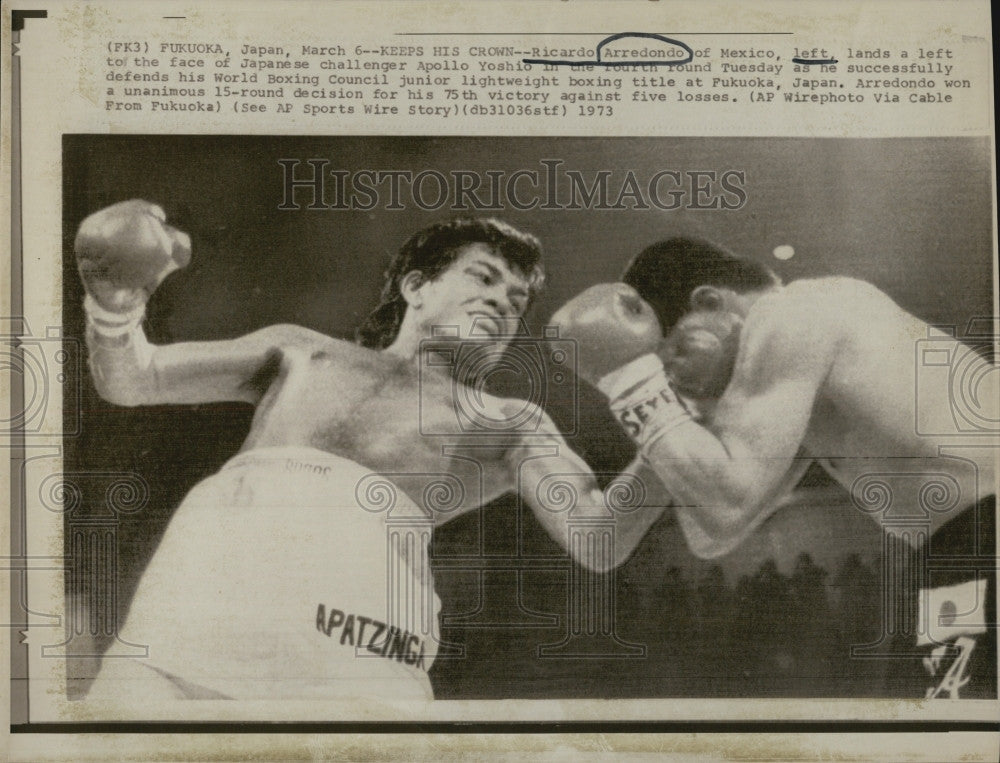 1973 Press Photo Boxers Ricardo Arredondo &amp; Apollo Yoshib - Historic Images