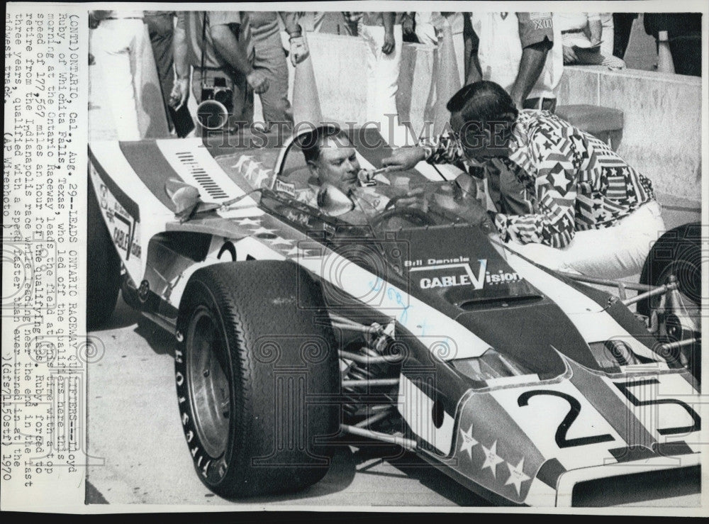 1970 Press Photo Race Car Driver Lloyd Ruby Leads Qualifiers At Ontario Raceway - Historic Images