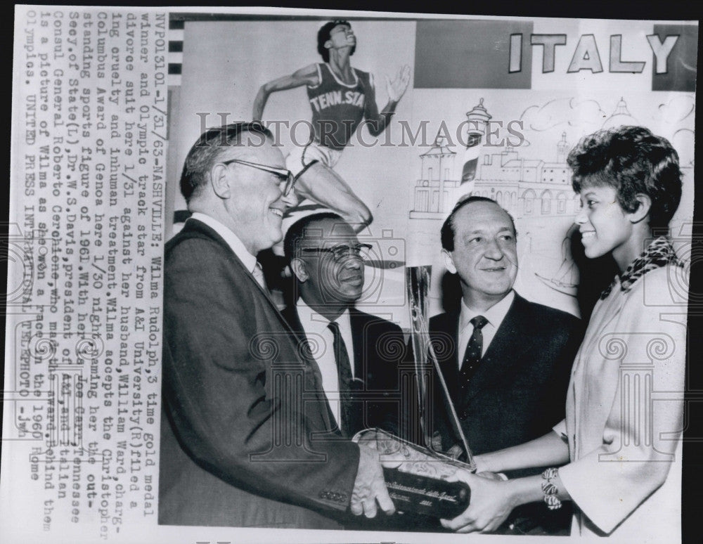 1963 Press Photo Wilma Rudolph, Olympic Track Star - Historic Images