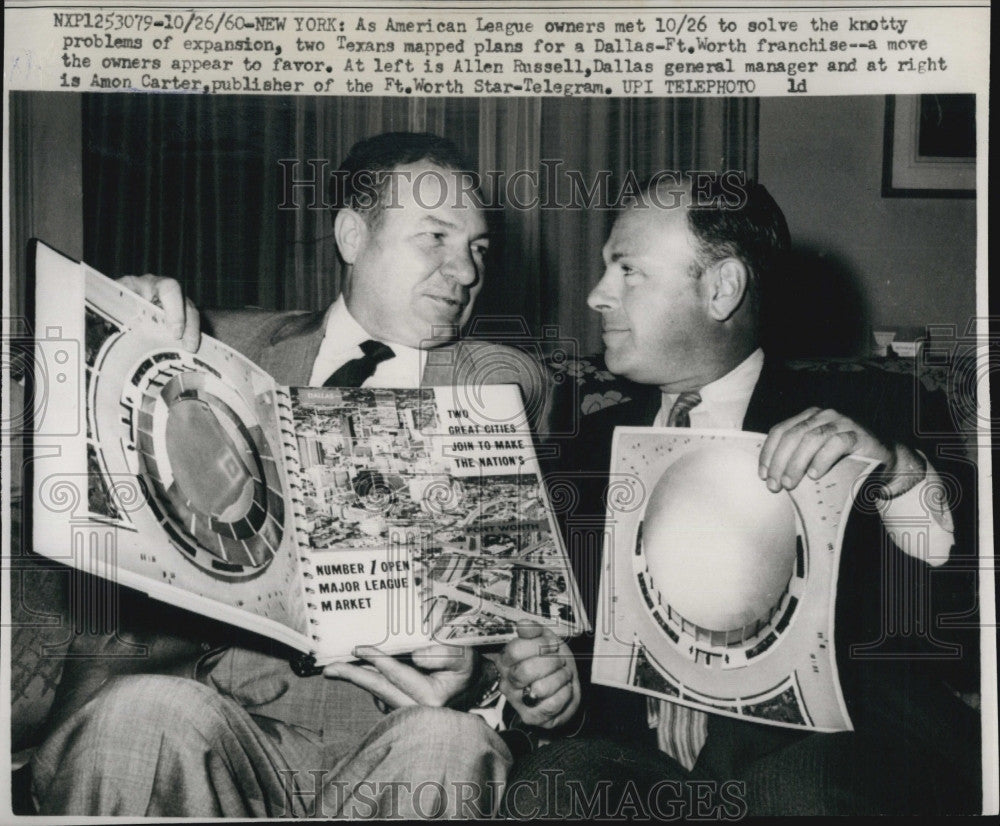 1960 Press Photo American League owners hold as mapped plans for Dallas stadium. - Historic Images