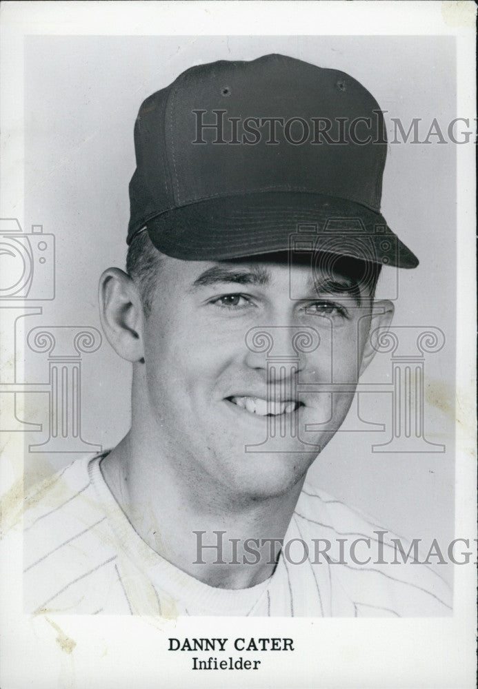 Press Photo Baseball Infielder Danny Cater Blank Baseball Hat Portrait - Historic Images