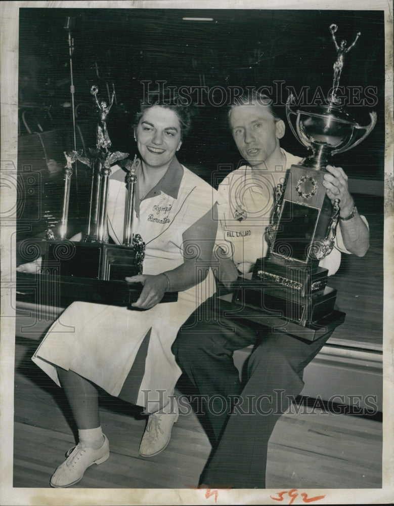 1955 Press Photo Pin Champs Anita Canataline and BIll Lilliard. - Historic Images