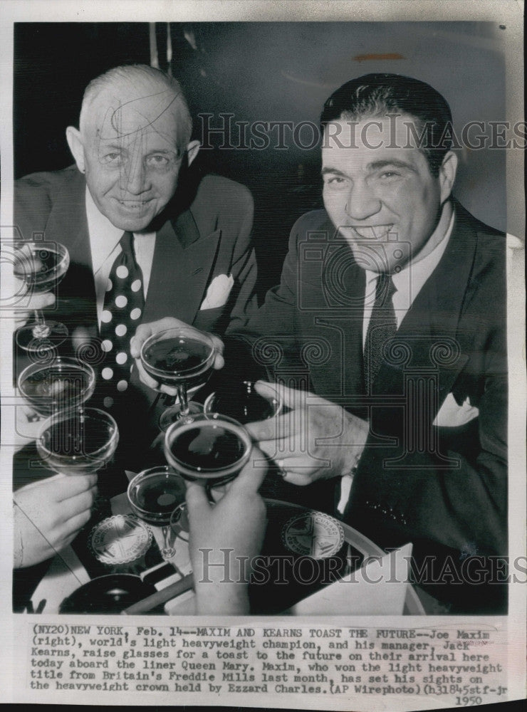 1950 Press Photo Joe Maxim,worlds heavyweight champion with his manager. - Historic Images