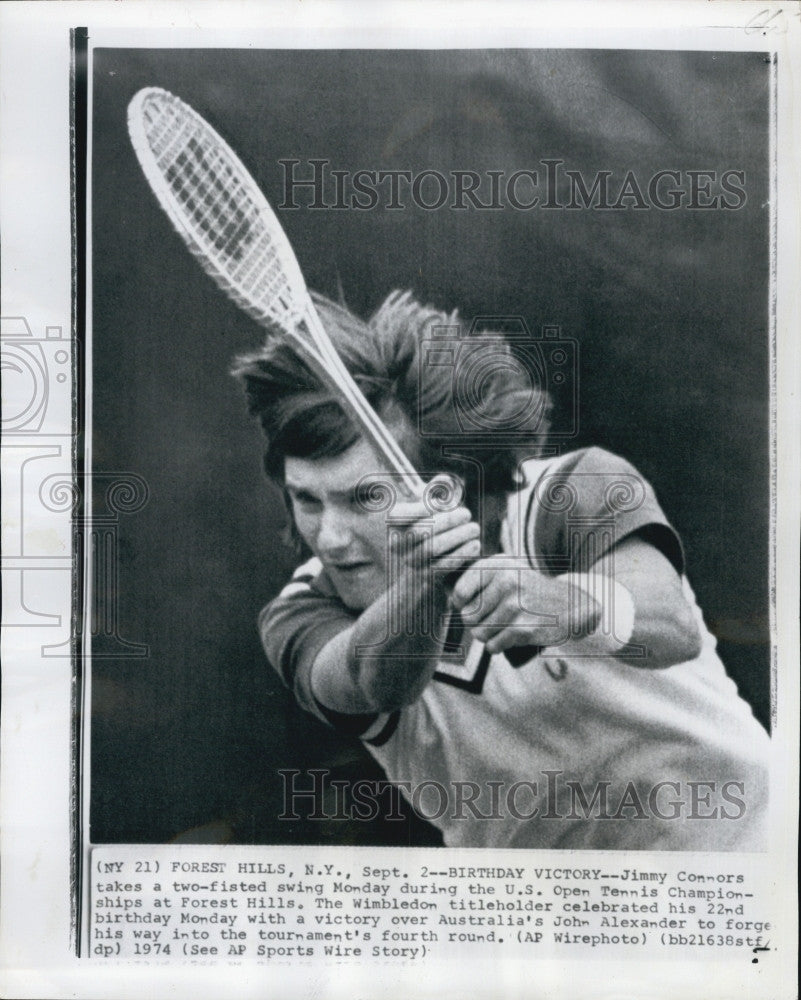 1974 Press Photo Tennis Player Jimmy Connors US Open - Historic Images