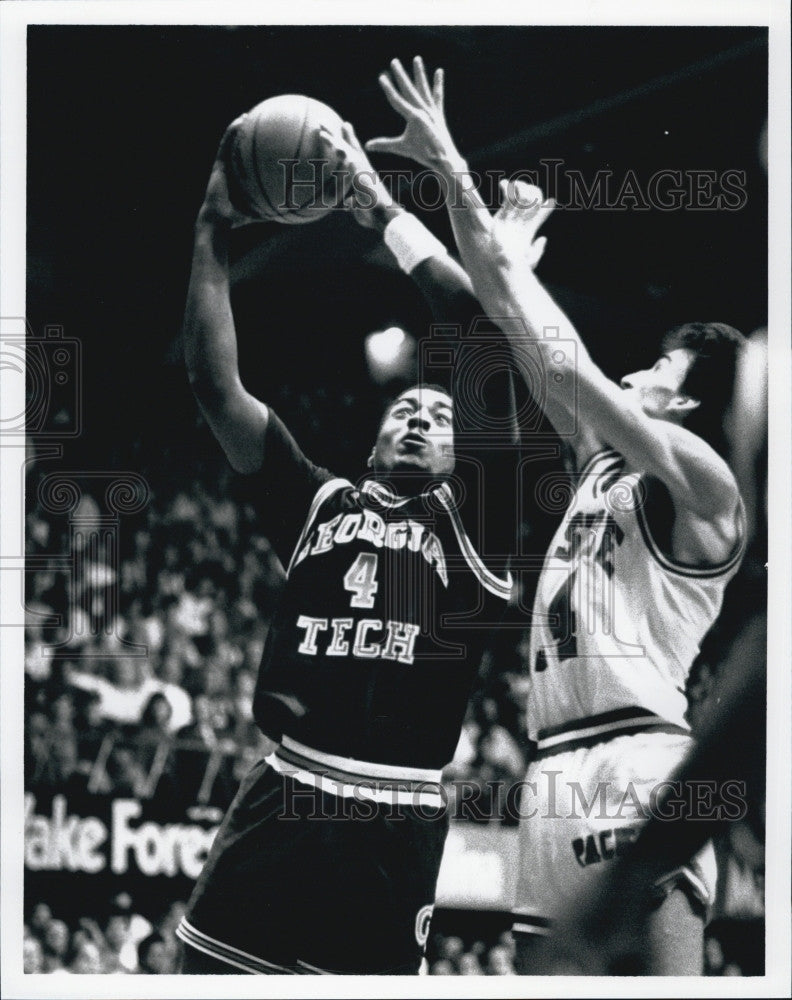 1988 Press Photo Scott Dennis Georgia Tech Basketball Player - Historic Images