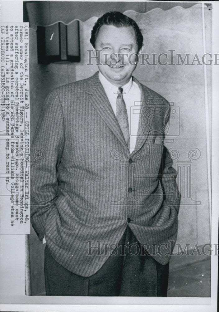 1960 Press Photo Walter Briggs,ex owner of Detroit Tigers - Historic Images