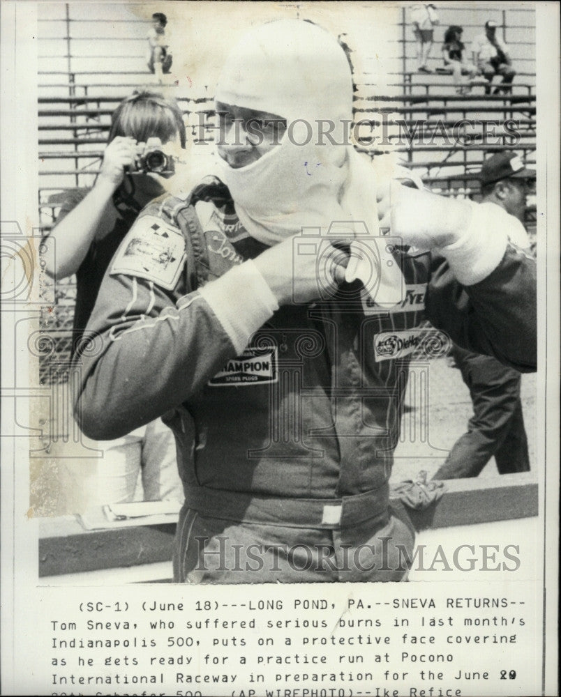 1975 Press Photo Race driver Tom Sneva at Pocono Speedway - Historic Images