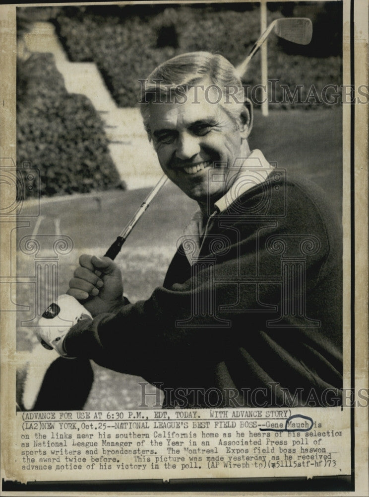 1973 Press Photo  Gene Mauch,N.L manager of the year Expo boss - Historic Images