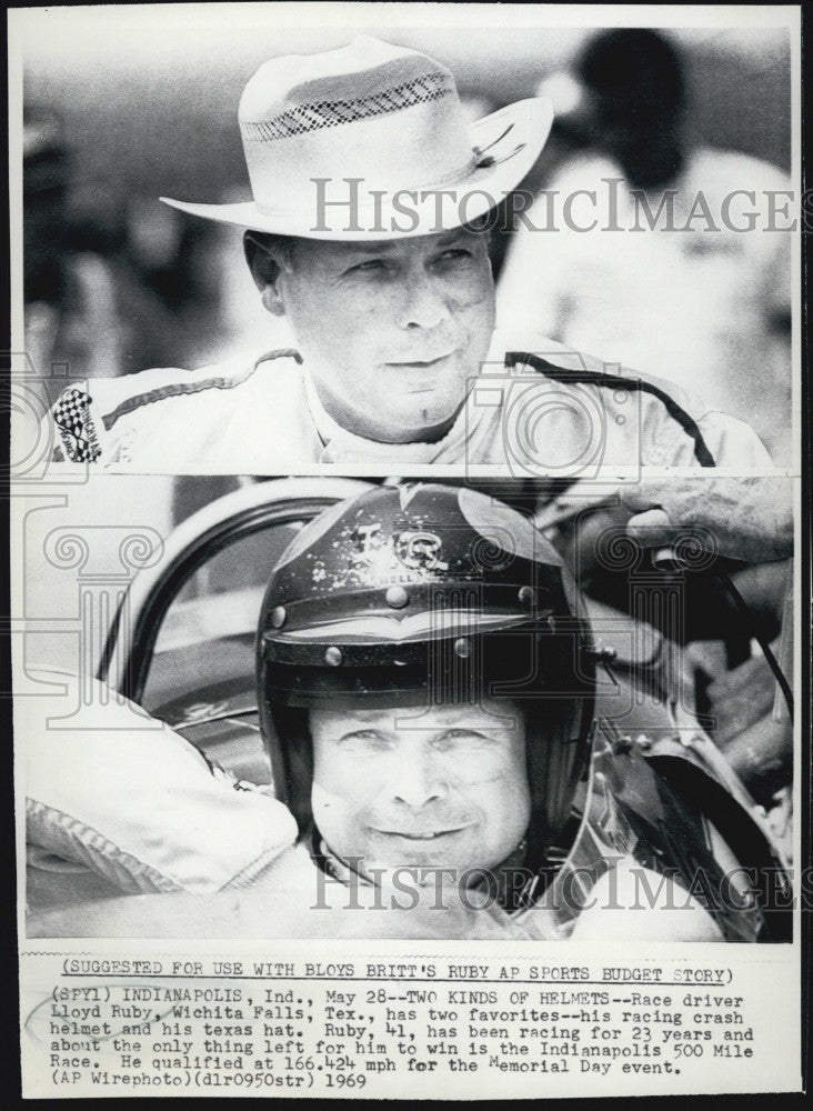 1969 Press Photo Lloyd Ruby Race Car Driver Indianapolis 500 Qualifier - Historic Images