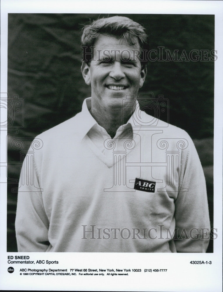 1990 Press Photo Ed Sneed Commentator ABC Sports - Historic Images