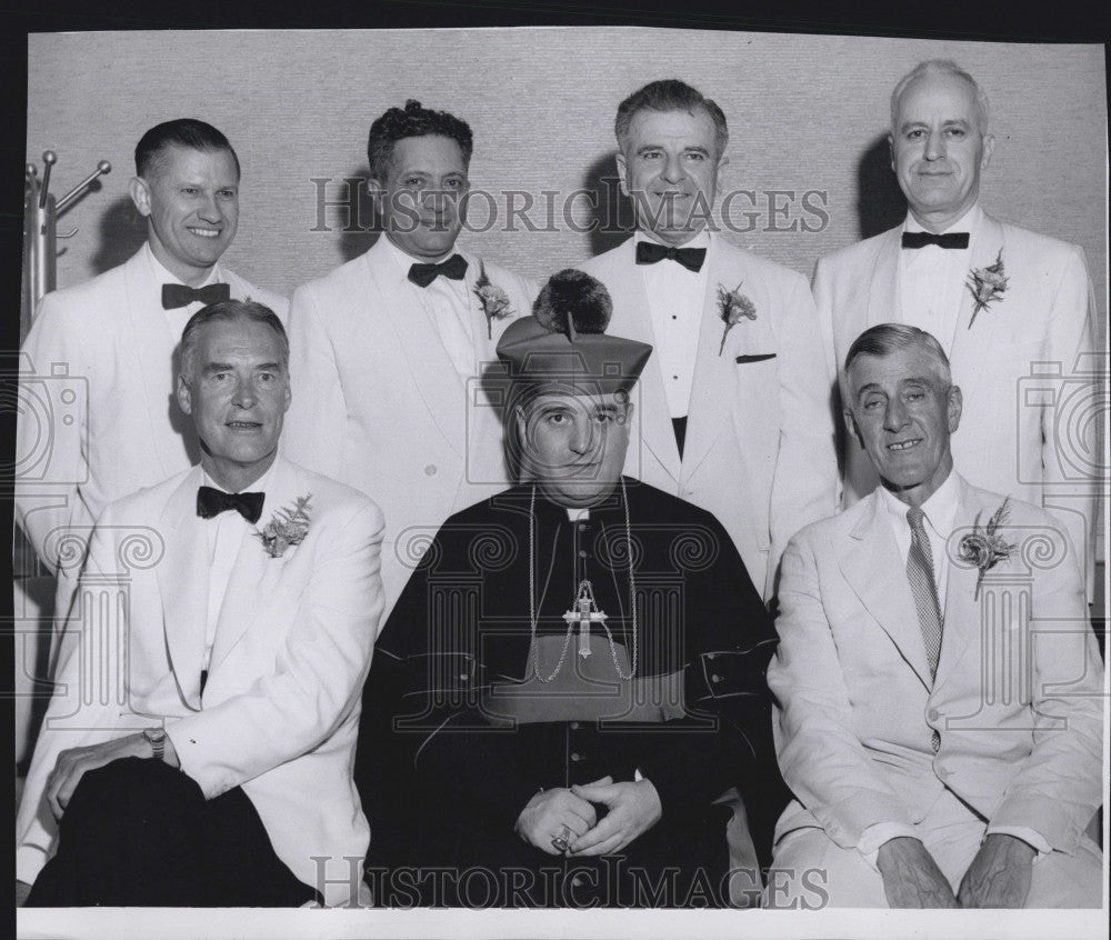 1955 Press Photo Gov. Herter Wright Saltonstall Volpe Guarino Silverio, Julian - Historic Images