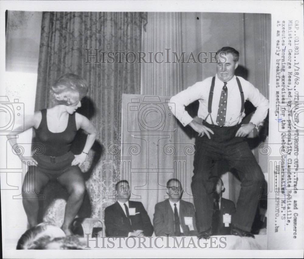 1963 Press Photo Minister George Hees &amp; TV personality Claudette Robitaille - Historic Images