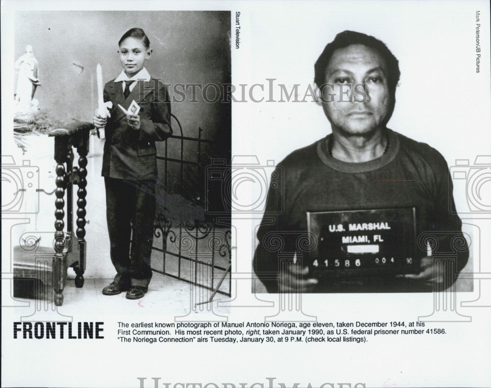 1990 Press Photo Manuel Antonio Noriega in 1944 &amp; now - Historic Images