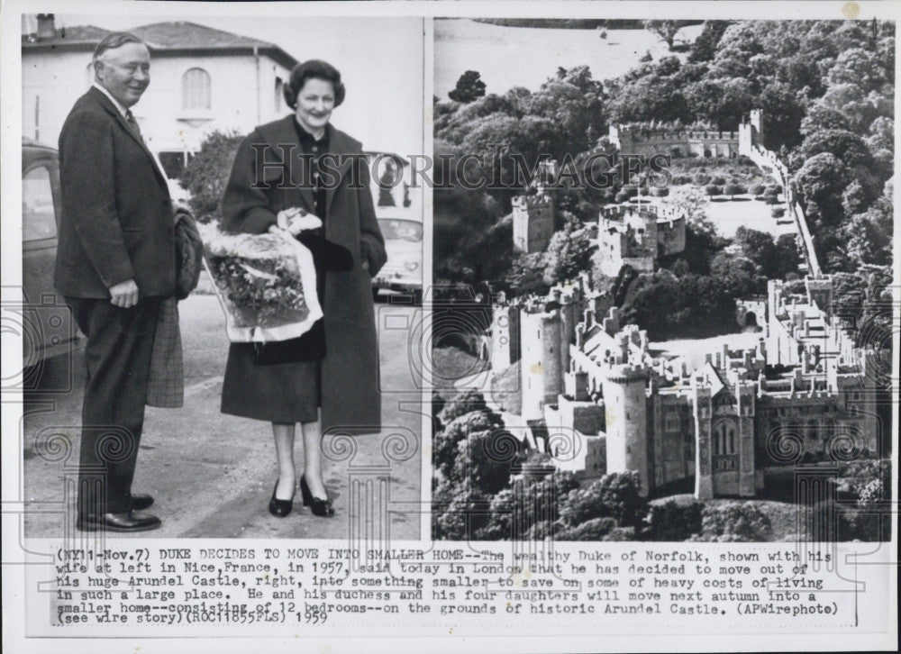 1959 Press Photo The Duke of Norfolk and Wife in France - Historic Images