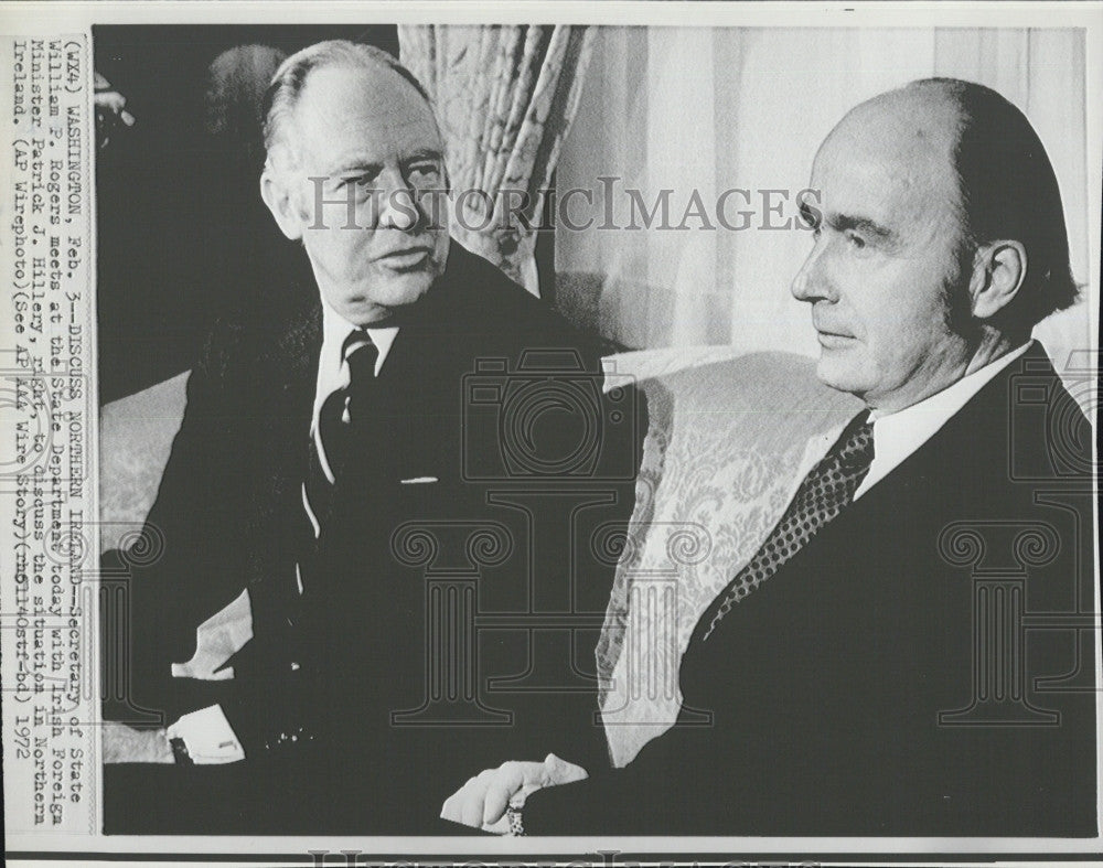 1972 Press Photo Sect Of State William P Rogers and Irish Foreign Min Patrick - Historic Images