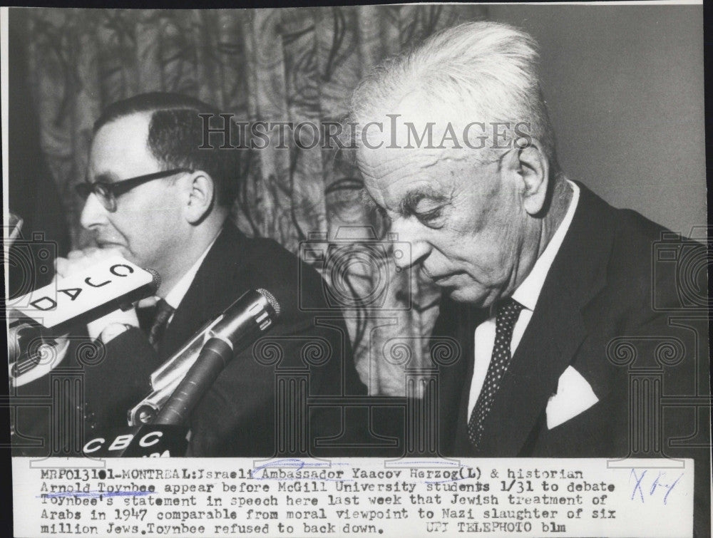 1961 Press Photo Israeli Ambas Yaacov Herzog &amp; Historian Arnold Toynbes - Historic Images