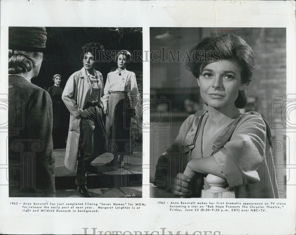 1965 Press Photo Actress Anne Bancroft &quot;Seven Women&quot; and &quot;Bob Hope Presents - Historic Images